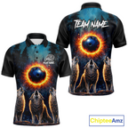 Flame Wolf Bowling Jersey Bowling Uniform Polo &1/4 Zip Custom Bowling Team Shirts