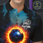 Flame Wolf Bowling Jersey Bowling Uniform Polo &1/4 Zip Custom Bowling Team Shirts