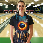 Flame Wolf Bowling Jersey Bowling Uniform Polo &1/4 Zip Custom Bowling Team Shirts