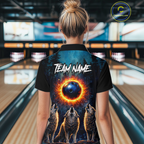 Flame Wolf Bowling Jersey Bowling Uniform Polo &1/4 Zip Custom Bowling Team Shirts