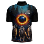Flame Wolf Bowling Jersey Bowling Uniform Polo &1/4 Zip Custom Bowling Team Shirts