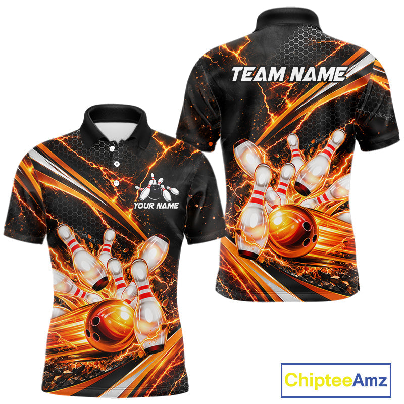 Custom Orange Thunder Bowling Jerseys Bowling Team Jerseys Bowling for Bowlers