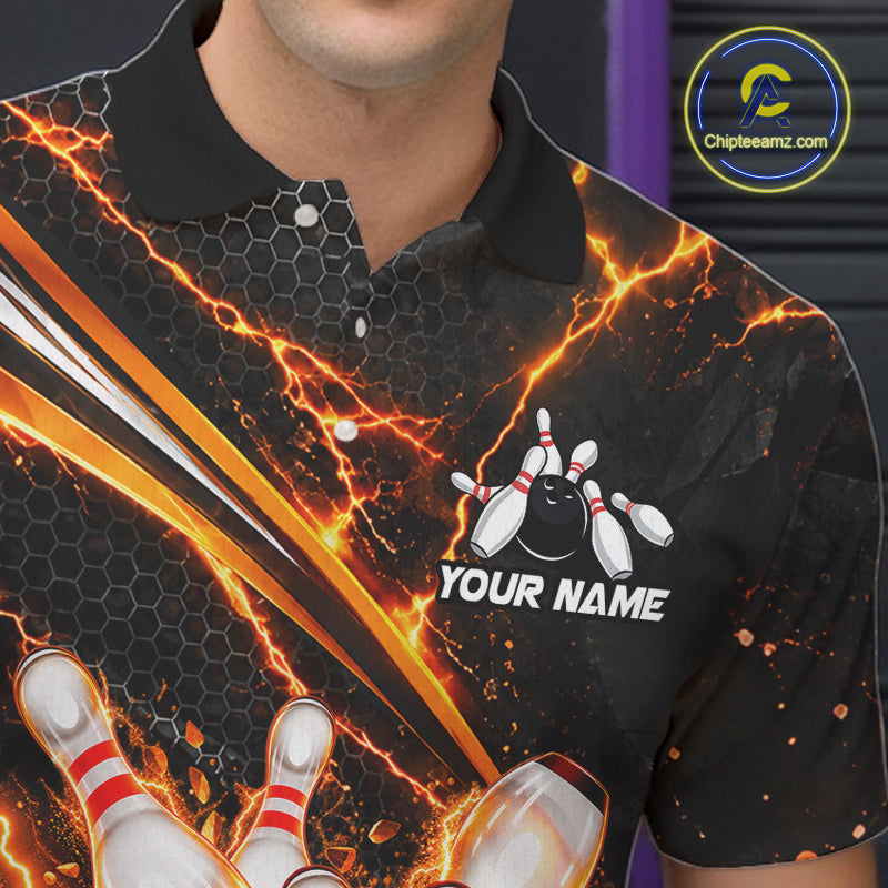 Custom Orange Thunder Bowling Jerseys Bowling Team Jerseys Bowling for Bowlers