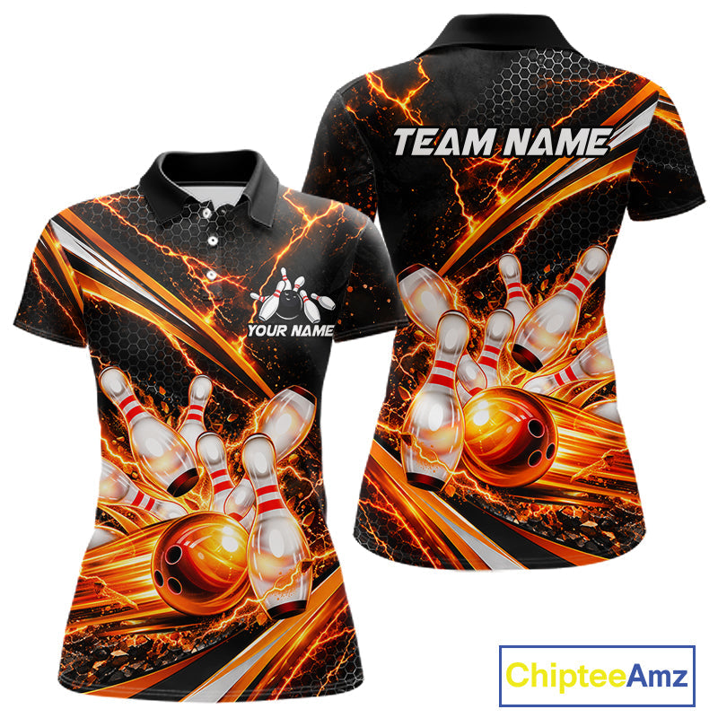Custom Orange Thunder Bowling Jerseys Bowling Team Jerseys Bowling for Bowlers