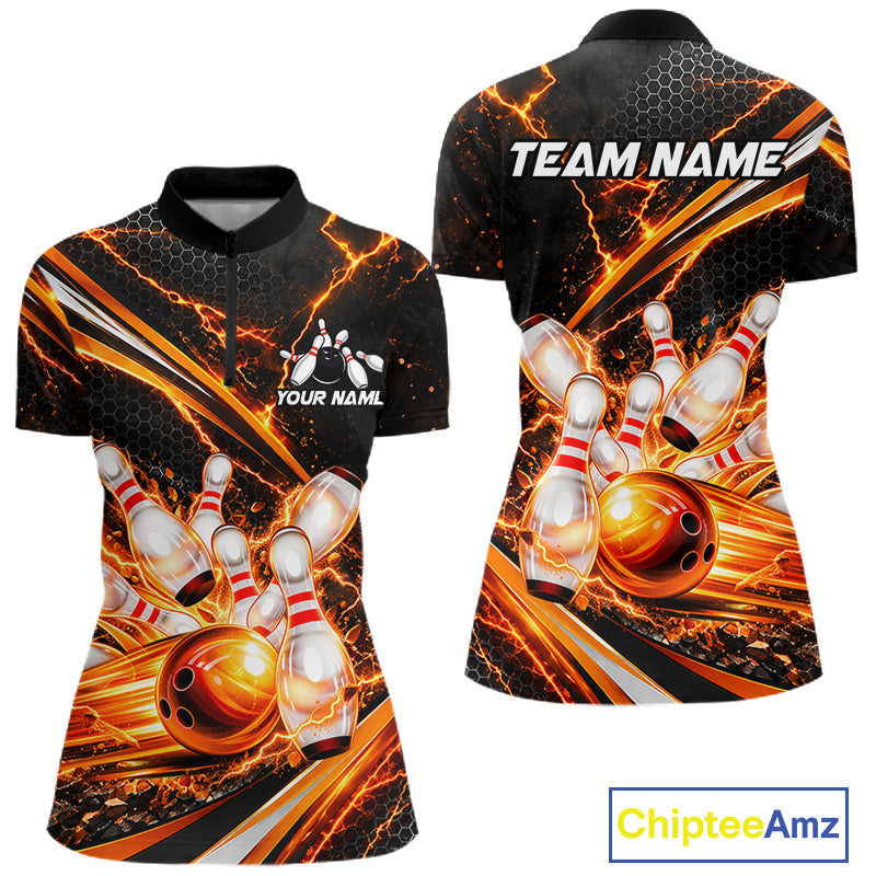 Custom Orange Thunder Bowling Jerseys Bowling Team Jerseys Bowling for Bowlers