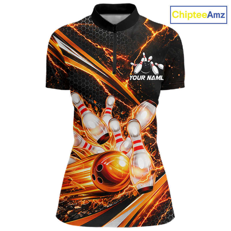 Custom Orange Thunder Bowling Jerseys Bowling Team Jerseys Bowling for Bowlers