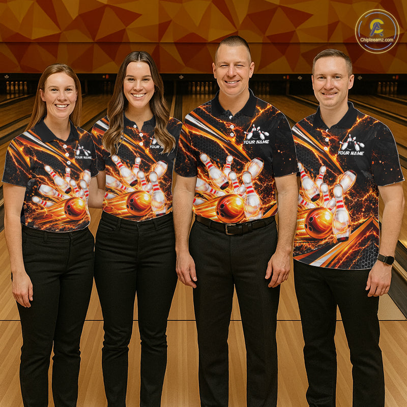 Custom Orange Thunder Bowling Jerseys Bowling Team Jerseys Bowling for Bowlers