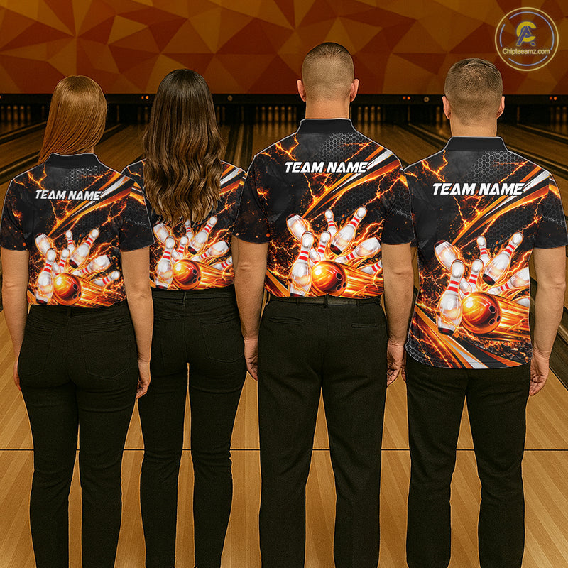 Custom Orange Thunder Bowling Jerseys Bowling Team Jerseys Bowling for Bowlers