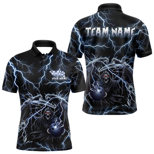 Custom Thunder Skeleton Bowling Jersey Polo & 1/4 Zip Bowling Team Shirts