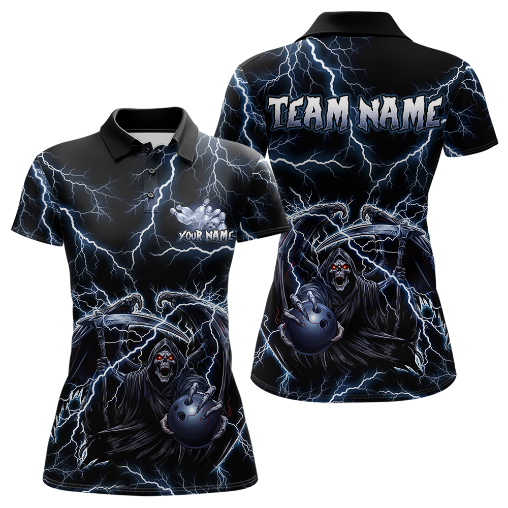 Custom Thunder Skeleton Bowling Jersey Polo & 1/4 Zip Bowling Team Shirts
