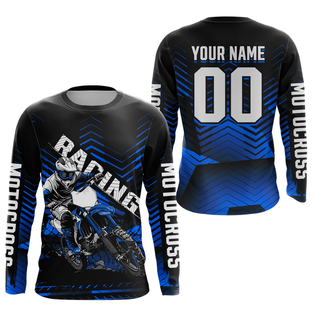 Custom Blue Motocross Jersey Racing MX Dirt Bike Shirts +