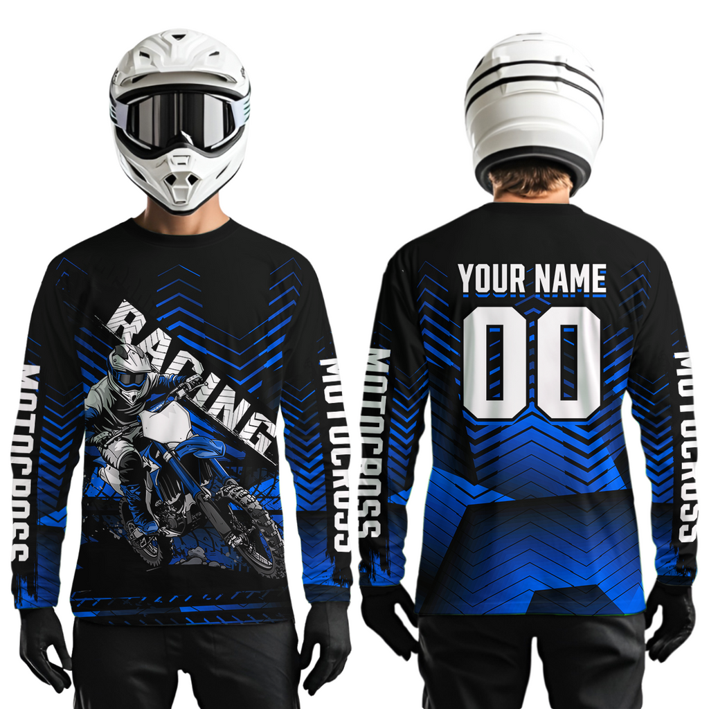 Custom Blue Motocross Jersey Racing MX Dirt Bike Shirts +
