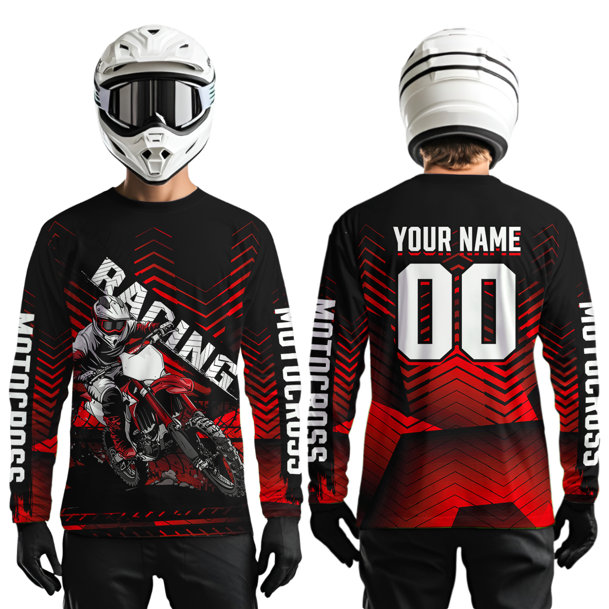 Custom Red Motocross Jersey Racing MX Dirt Bike Shirts +