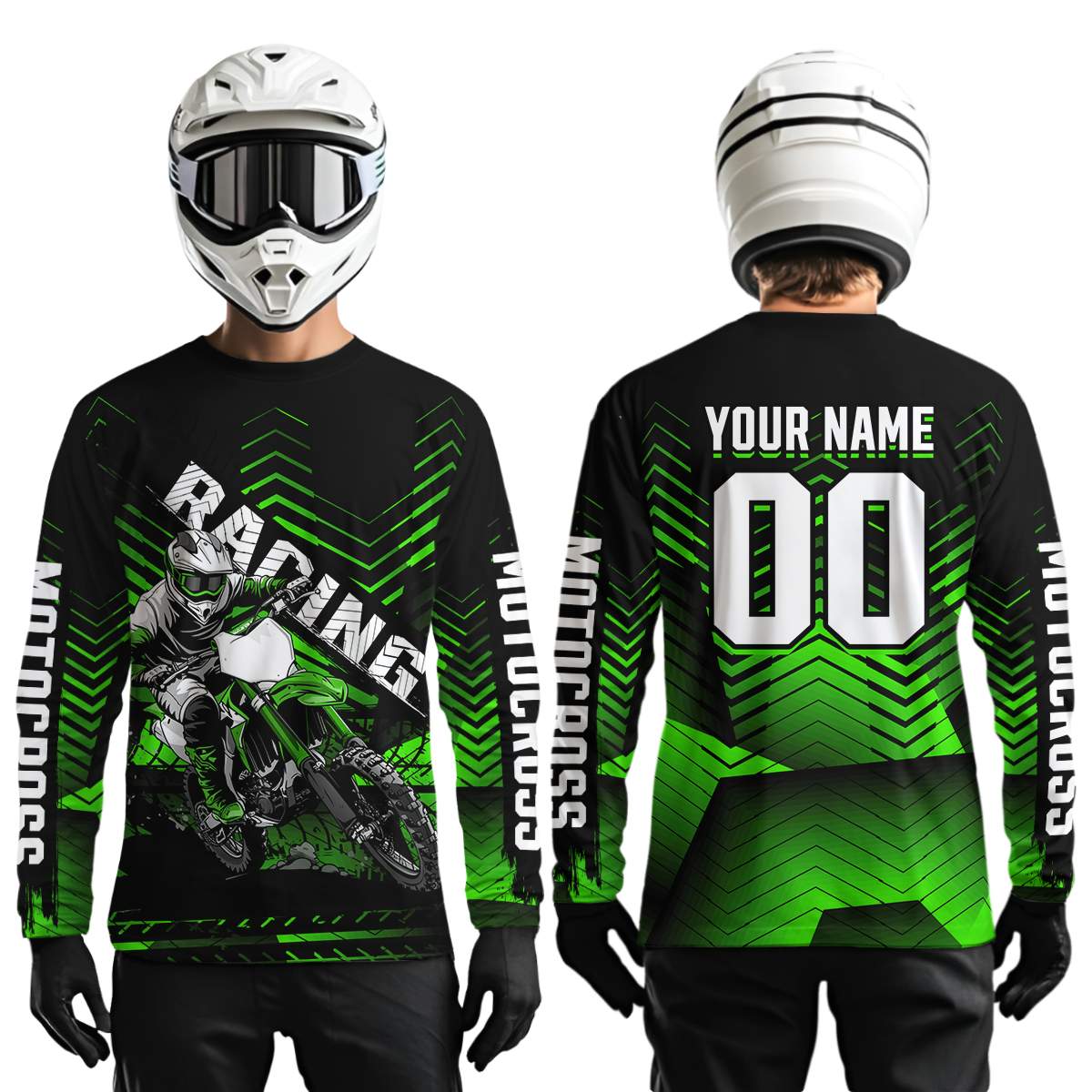 Custom Green Motocross Jersey Racing MX Dirt Bike Shirts +