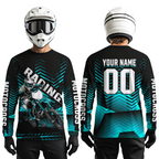Custom Turquoise Motocross Jersey Racing MX Dirt Bike Shirts +