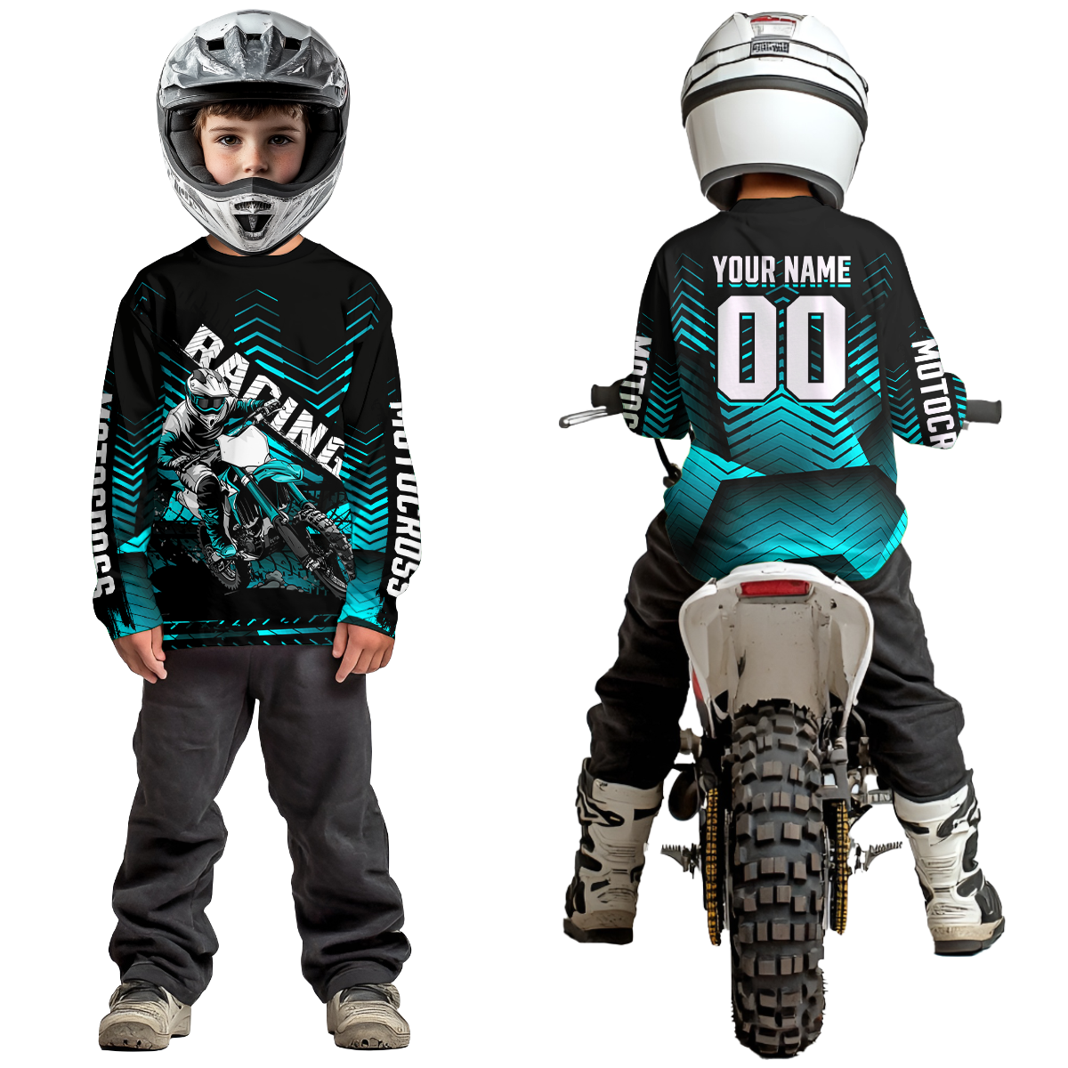 Custom Turquoise Motocross Jersey Racing MX Dirt Bike Shirts +
