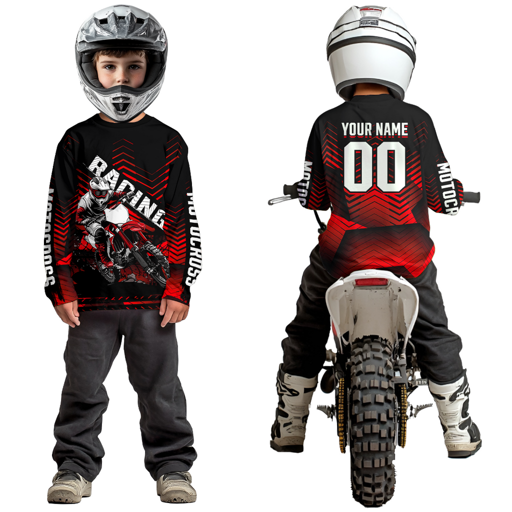 Custom Red Motocross Jersey Racing MX Dirt Bike Shirts +