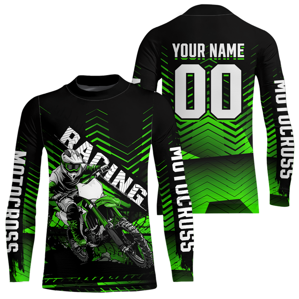 Custom Green Motocross Jersey Racing MX Dirt Bike Shirts +