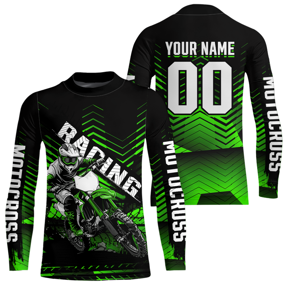 Custom Green Motocross Jersey Racing MX Dirt Bike Shirts +