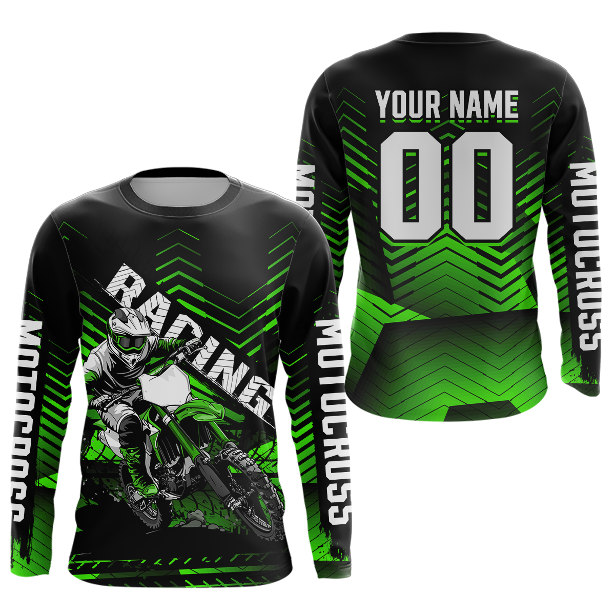 Custom Green Motocross Jersey Racing MX Dirt Bike Shirts +