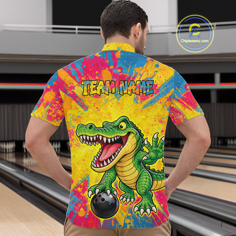 Custom Graffiti Alligator Bowling Jersey Bowling Shirts for Team Bowling League
