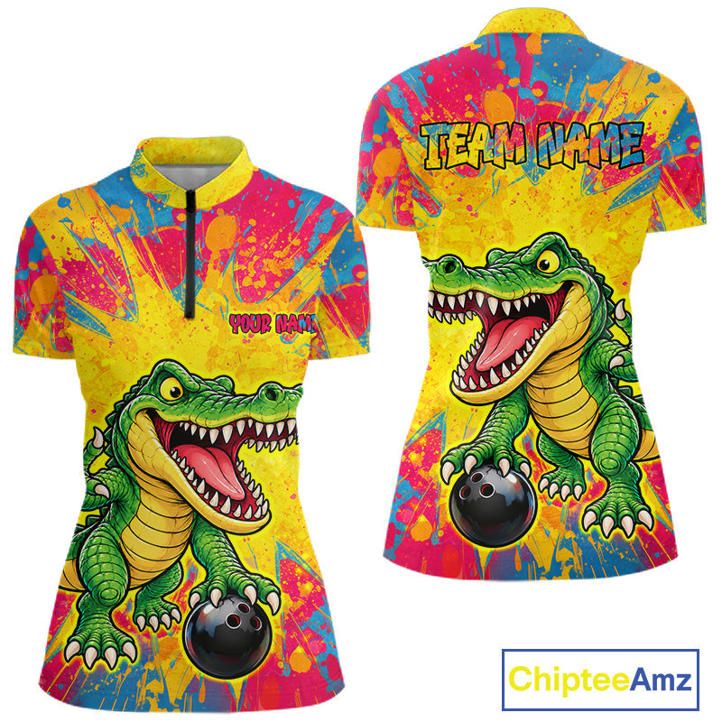 Custom Graffiti Alligator Bowling Jersey Bowling Shirts for Team Bowling League