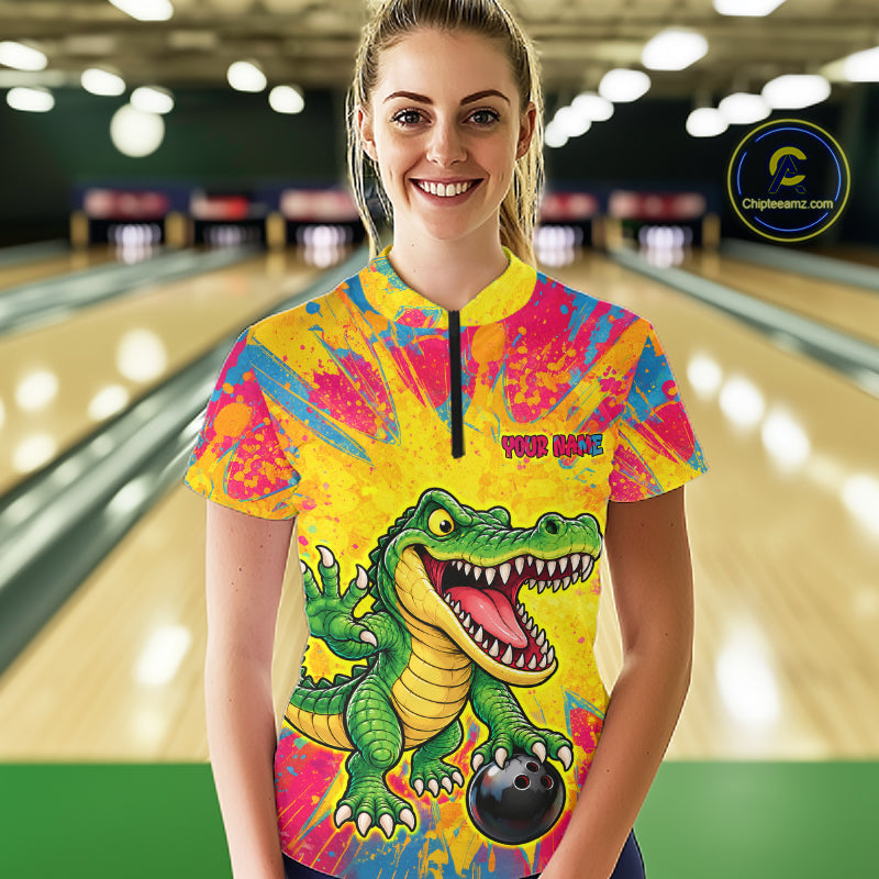 Custom Graffiti Alligator Bowling Jersey Bowling Shirts for Team Bowling League