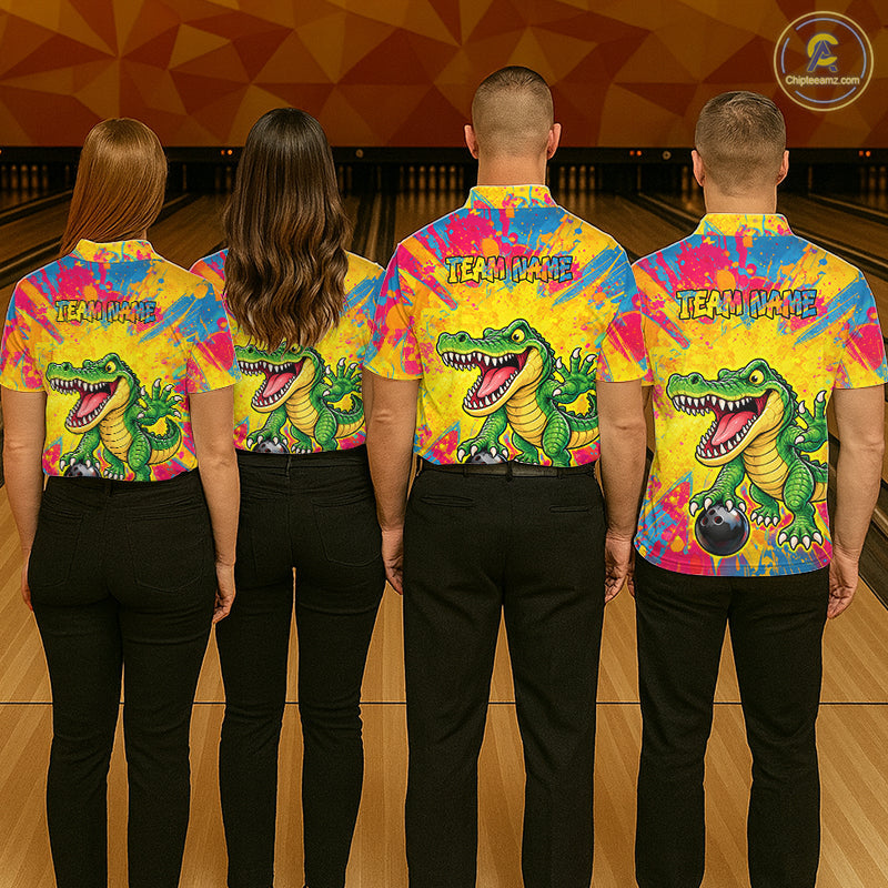 Custom Graffiti Alligator Bowling Jersey Bowling Shirts for Team Bowling League