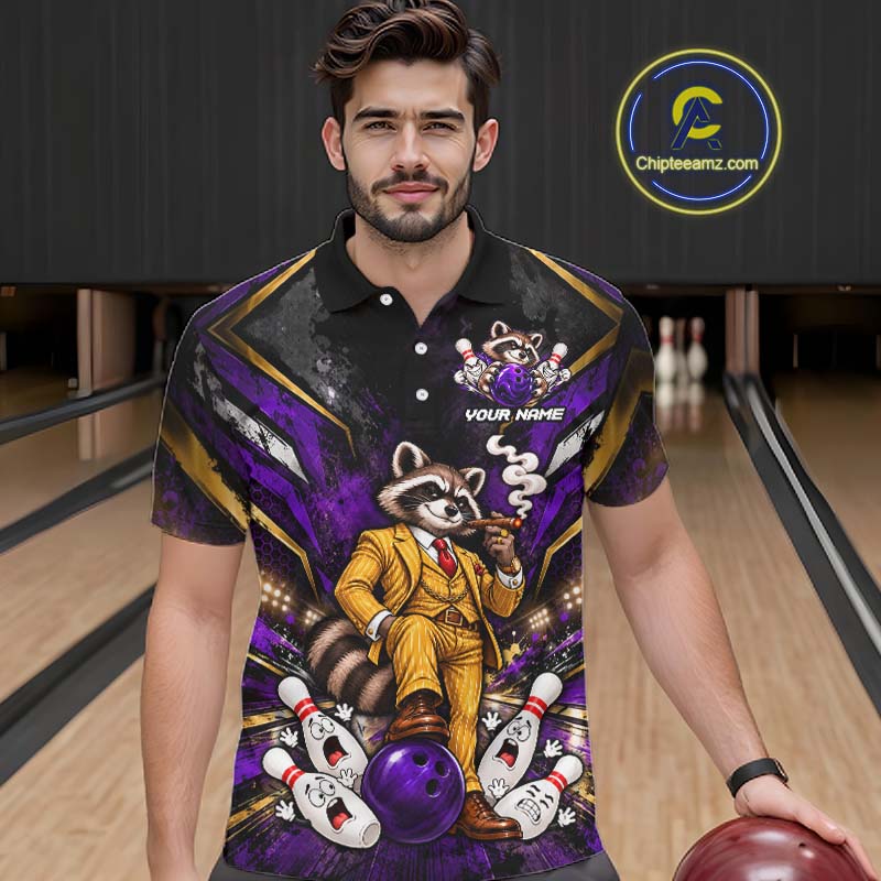 Funny Raccoon Bowling Shirt, Custom Bowling Shirts Bowling Team Jersey Bowling League