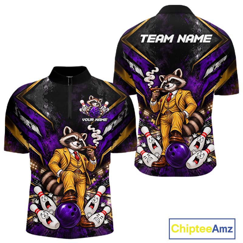 Funny Raccoon Bowling Shirt, Custom Bowling Shirts Bowling Team Jersey Bowling League