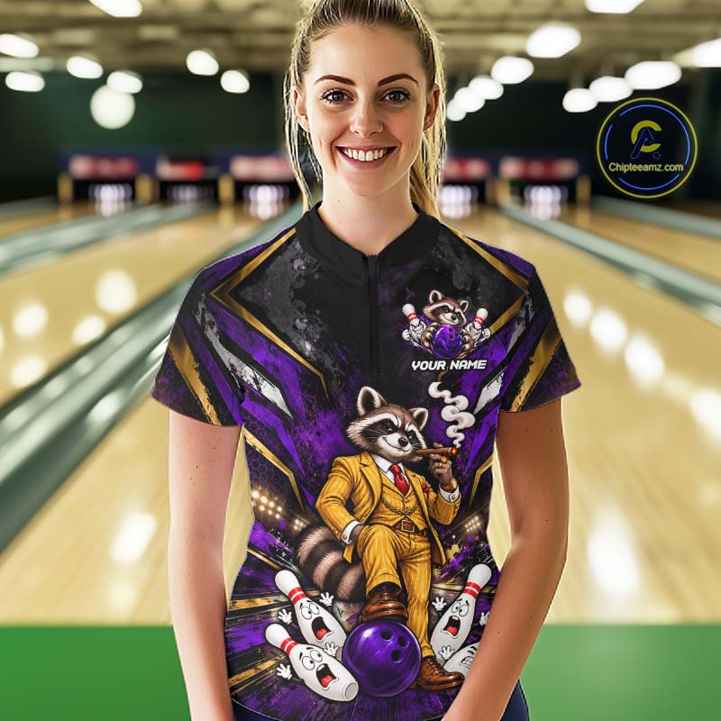 Funny Raccoon Bowling Shirt, Custom Bowling Shirts Bowling Team Jersey Bowling League