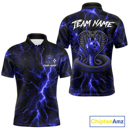 Custom Blue Thunder Cobra Snake Bowling Team Shirts Bowling Jersey Bowling League