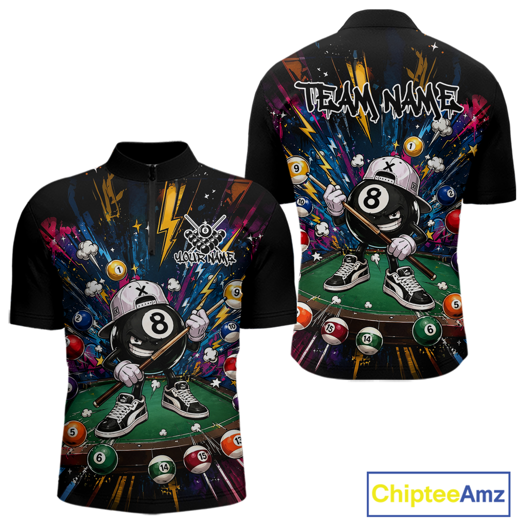 Custom Funny 8 Ball Pool Shirts Billiard Shirt Billiard Team Jersey Billiard League