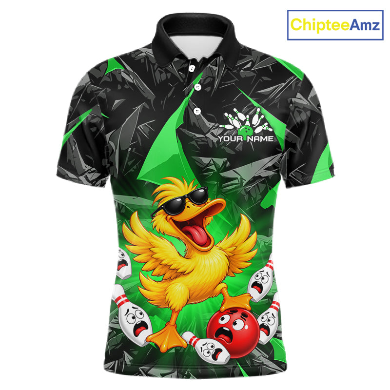 Custom Green Funny Duck Bowling Team Shirts Bowling Uniform Bowling Tournament