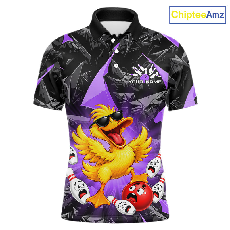 Custom Purple Funny Duck Bowling Team Shirts Bowling Uniform Bowling Tournament