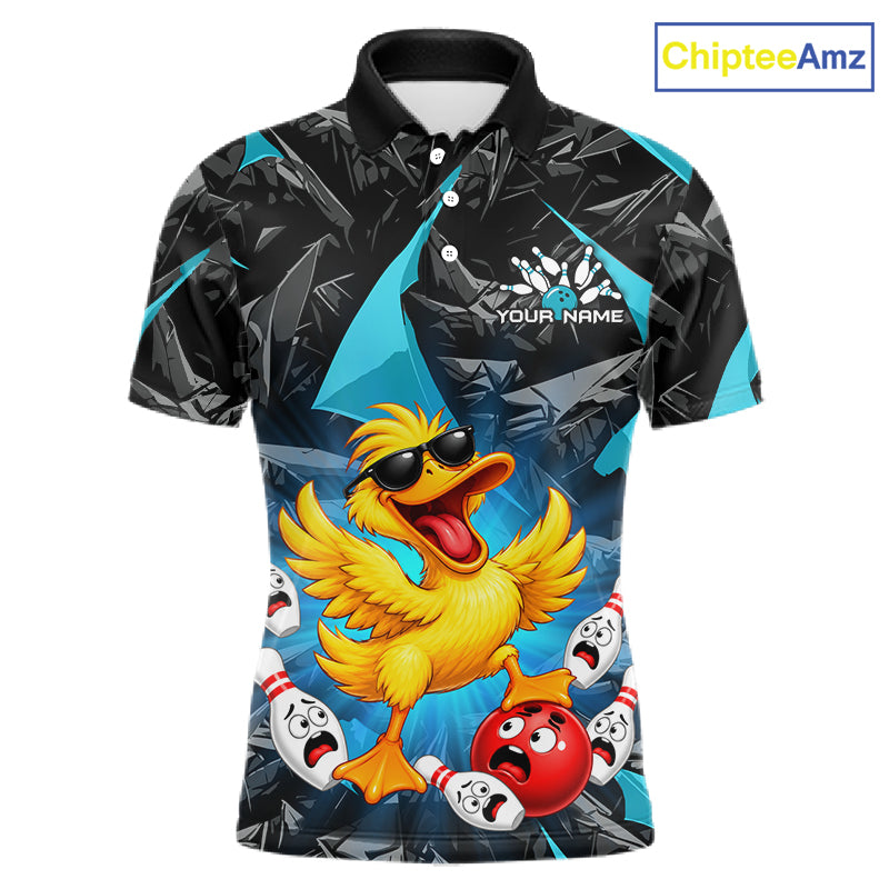 Custom Turquoise Funny Duck Bowling Team Shirts Bowling Uniform Bowling Tournament