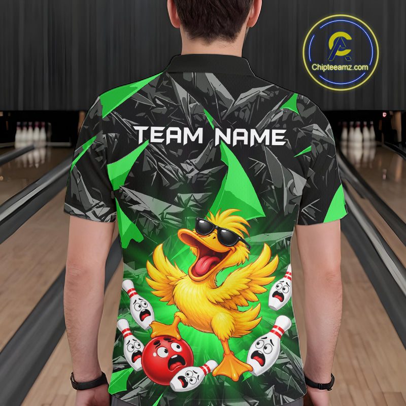 Custom Green Funny Duck Bowling Team Shirts Bowling Uniform Bowling Tournament