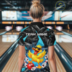 Custom Turquoise Funny Duck Bowling Team Shirts Bowling Uniform Bowling Tournament