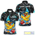 Custom Turquoise Funny Duck Bowling Team Shirts Bowling Uniform Bowling Tournament