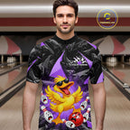 Custom Purple Funny Duck Bowling Team Shirts Bowling Uniform Bowling Tournament