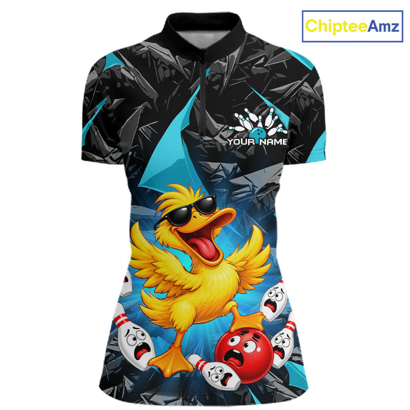 Custom Turquoise Funny Duck Bowling Team Shirts Bowling Uniform Bowling Tournament