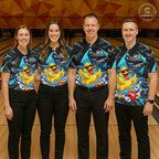 Custom Turquoise Funny Duck Bowling Team Shirts Bowling Uniform Bowling Tournament