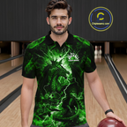 Custom Green Lightning Dragon Bowling Team Shirts Bowling Jerseys Polo & 1/4 Zip