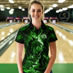 Custom Green Lightning Dragon Bowling Team Shirts Bowling Jerseys Polo & 1/4 Zip