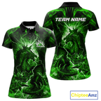 Custom Green Lightning Dragon Bowling Team Shirts Bowling Jerseys Polo & 1/4 Zip
