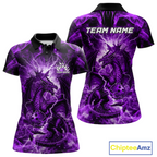 Custom Purple Lightning Dragon Bowling Team Shirts Bowling Jerseys Polo & 1/4 Zip
