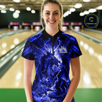 Custom Blue Lightning Dragon Bowling Team Shirts Bowling Jerseys Polo & 1/4 Zip