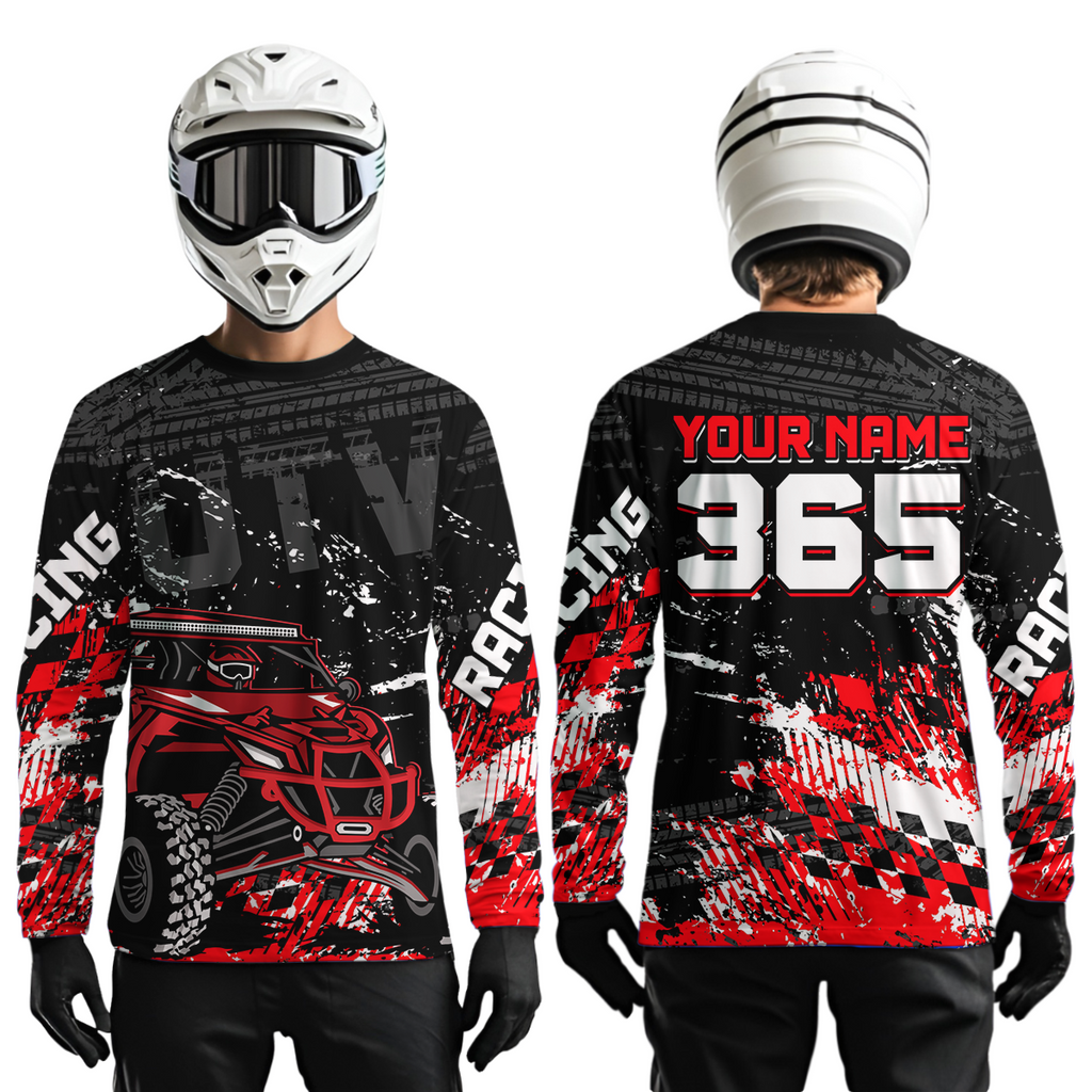 Custom Red UTV Off-Road Shirts UTV Motocross Racing Shirt +