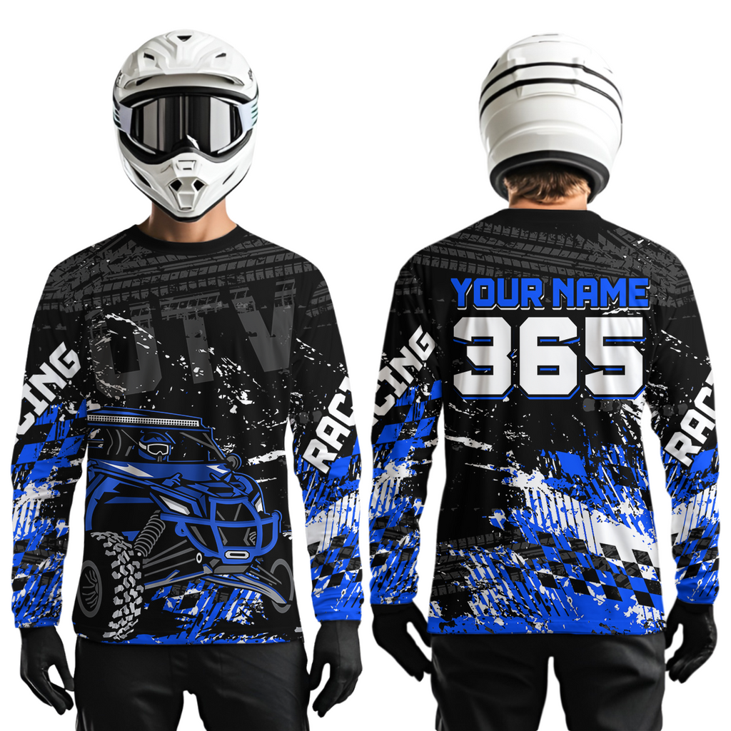 Custom Blue UTV Off-Road Shirts UTV Motocross Racing Shirt +