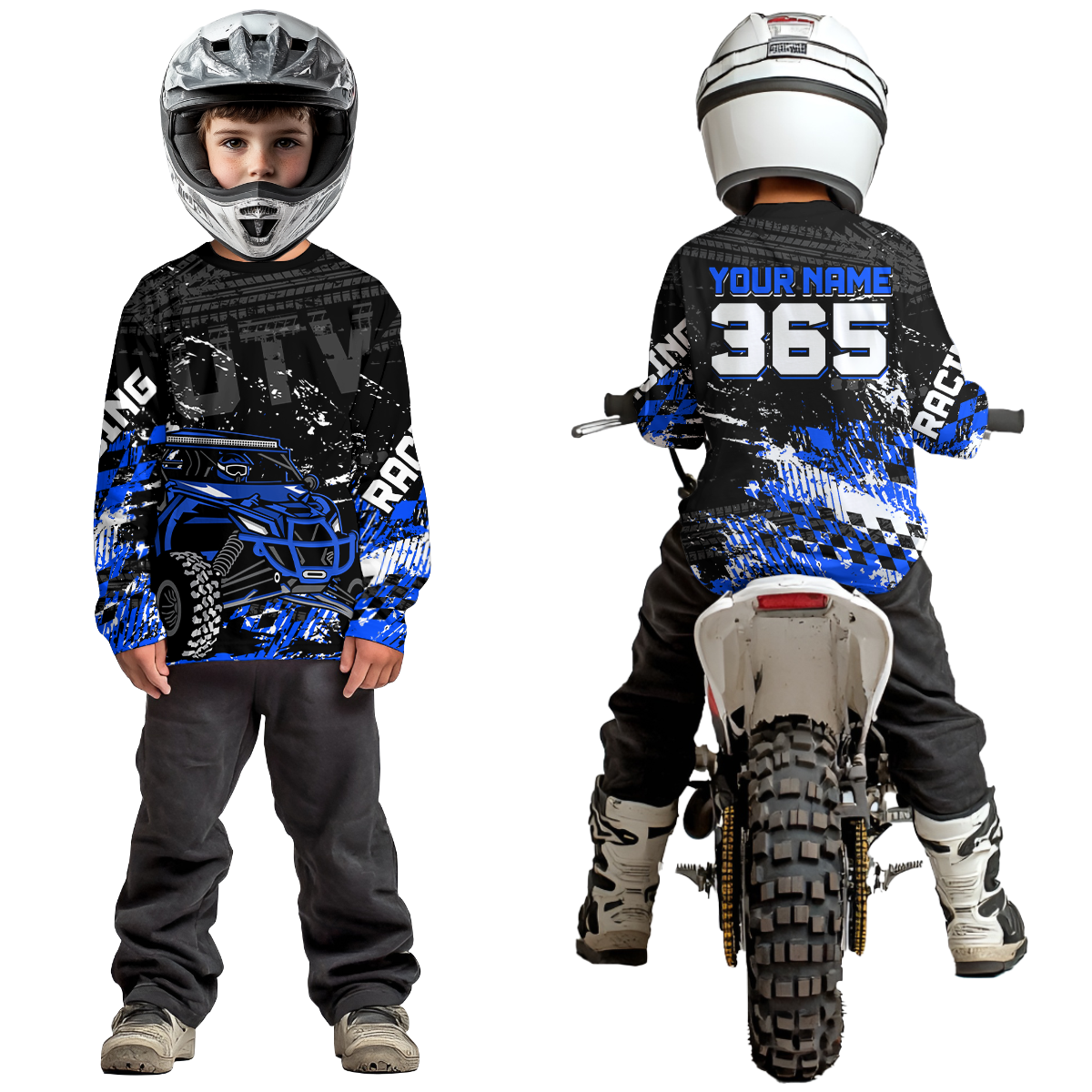 Custom Blue UTV Off-Road Shirts UTV Motocross Racing Shirt +